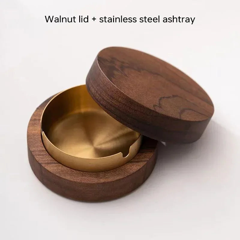 WOODEN WINDPROOF ASHTRAY WITH LID