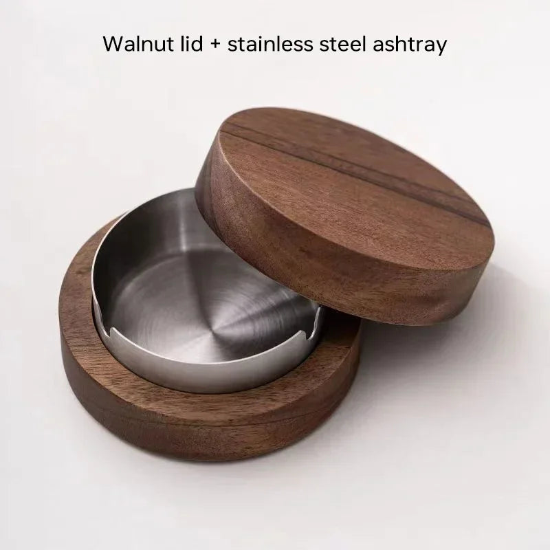 WOODEN WINDPROOF ASHTRAY WITH LID