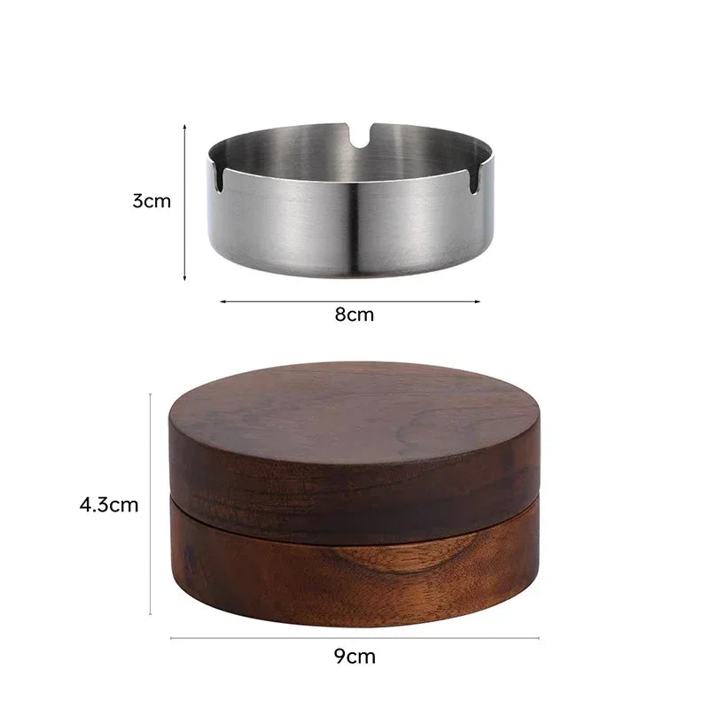 WOODEN WINDPROOF ASHTRAY WITH LID