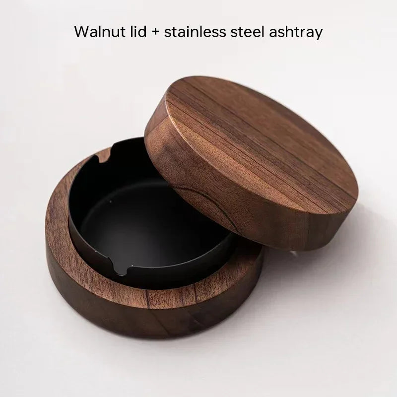 WOODEN WINDPROOF ASHTRAY WITH LID